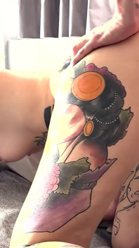 Tattooed Babe Destroyed by Her Neighbor's Big Cock!