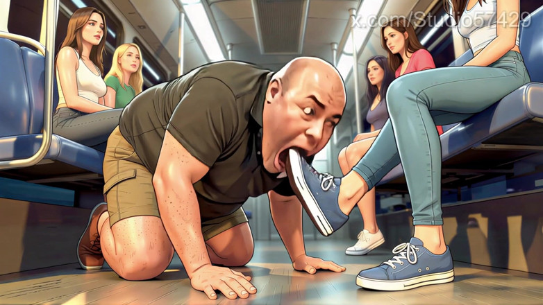 Studio 57429: Shoe Pervert Licks Women's Shoes on a Crowded Bus