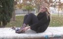 Foot Fetish HD: Beautiful blonde smoker showing her feet outdoors