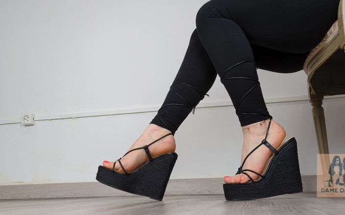 Dame Olga: (663) Kolekce bot: Šněrovací sandály Black Wedge - Dame Olga