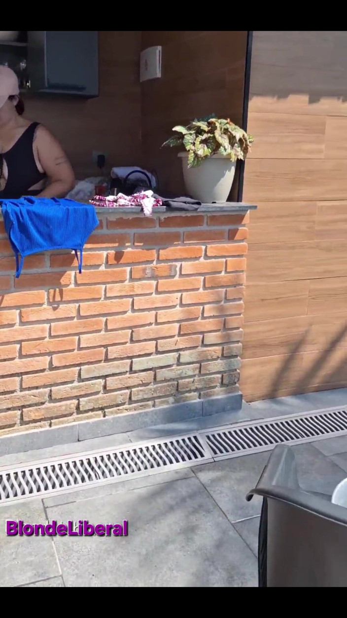 BlondeLiberal: At My Friend's House, Tidying up the Pool Area, Chatting...