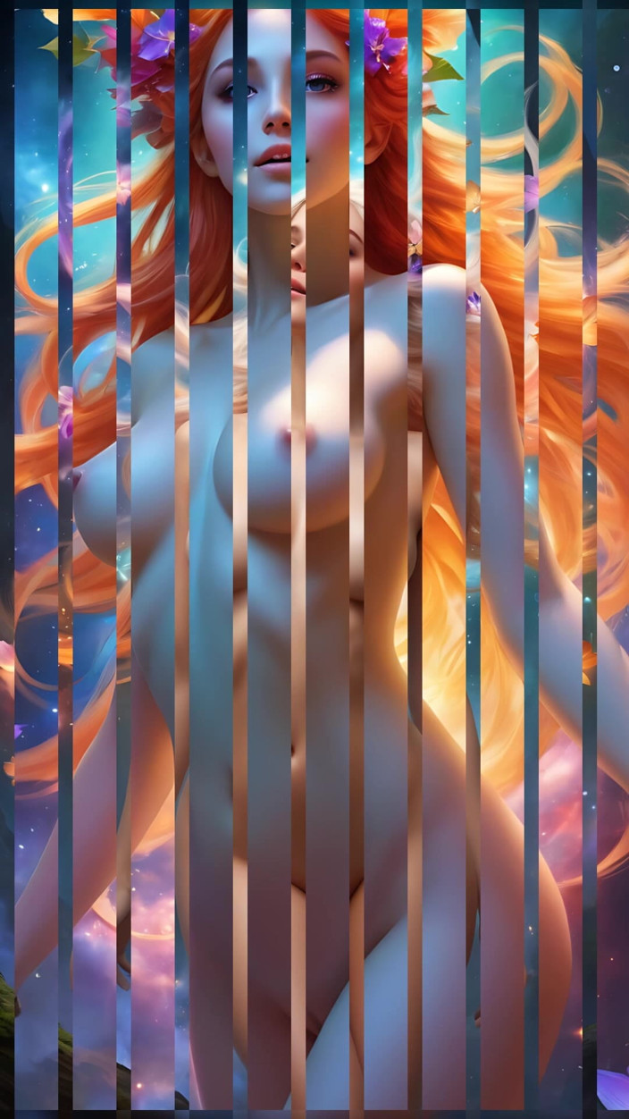 LustRender: Beautiful Nude Elf Woman Breathing Out Blooming Nebulae