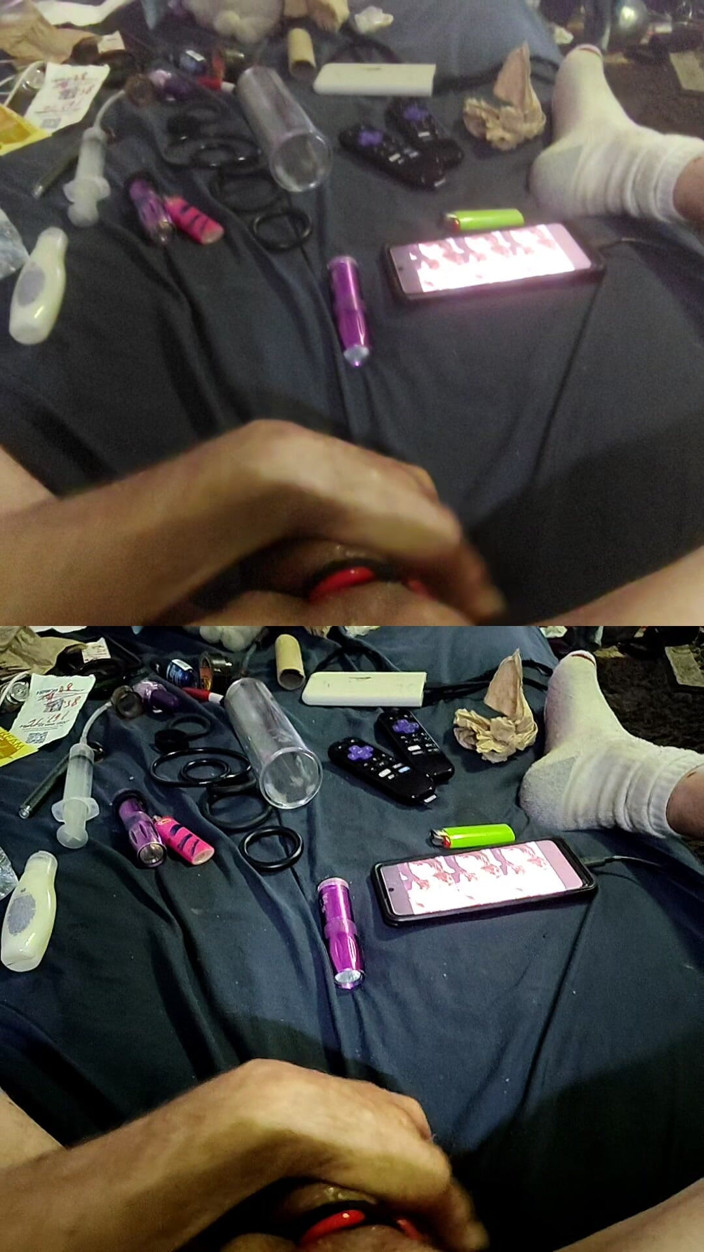 MRTHICK69: Masterbating with Cock Rings in Two Screens
