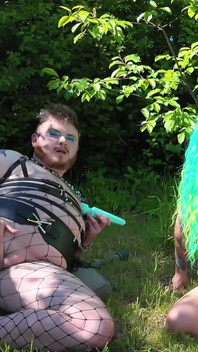 Trans Guy and Porn Star Garden Fun