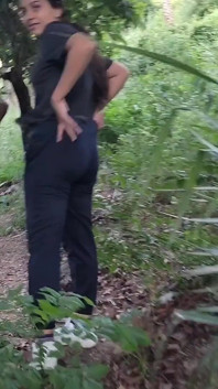 A Cute Slim Latina Girl Walks Outdoors and Flashes Her Big Boobs and Ass