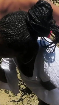 Ebony Teen Giving a Blowjob in Public