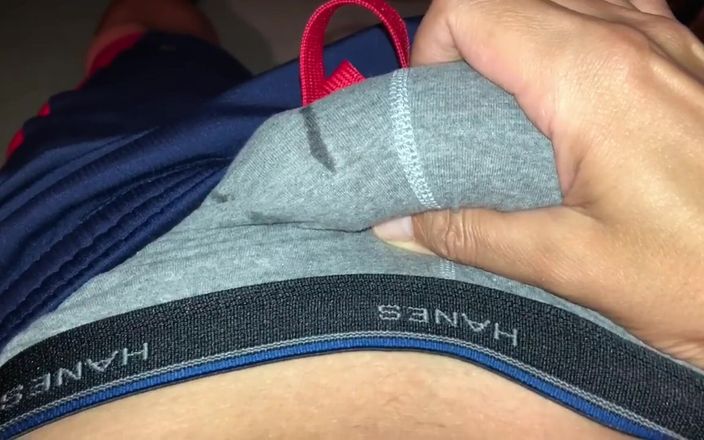 Xmiya: Gri Hanes Boxer külotlu külot üzerinde döl öncesi lekeler