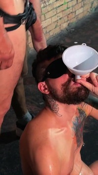 Blindfolded Bottom Serving Anonymous Males