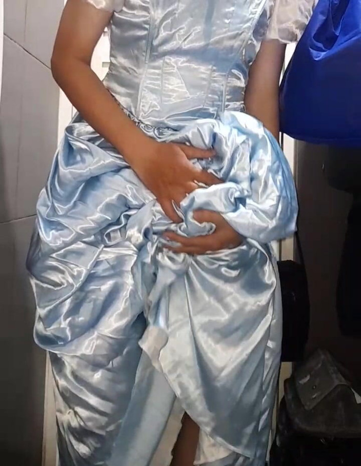 Naomisinka: Crossdresser Cum Wearing Elegant Satin Ball Gown