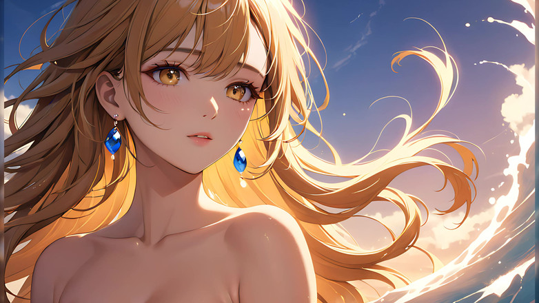 LustRender: Golden Breeze: krásná mladá žena ve snové záři