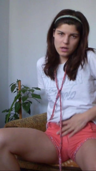 Sexy Teen Weting Her Short Pants and Touching Her Pussy