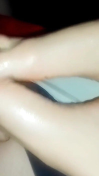 Erotic Footjob with Black Nail Polish!