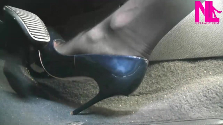 Nyllady: De conducere senzuală în Pattent Blue Bivol pompe super sexy