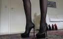 Lady Victoria Valente: Perfect long legs and heels - Black platform stiletto heels