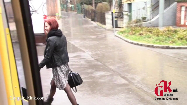 German Kink: Redhead babe masturbating outdoor