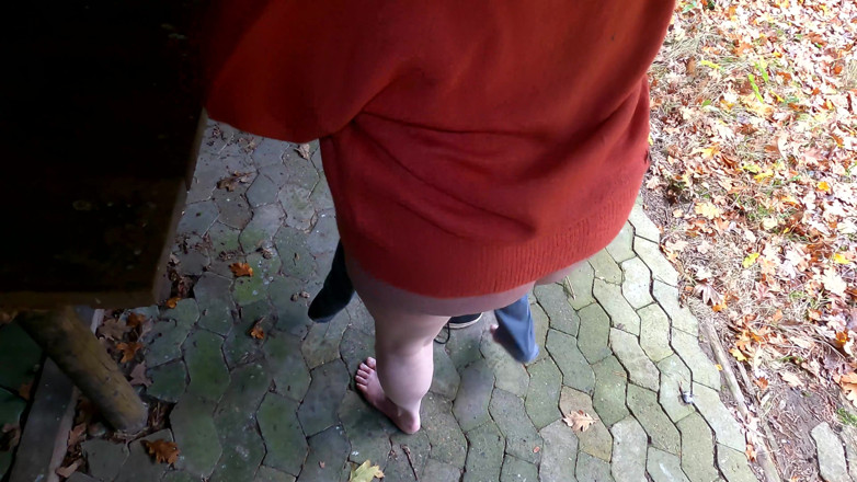 Bouncy Tits Action: Take off You Pants - Punishing Her Pussy with Fir Branch