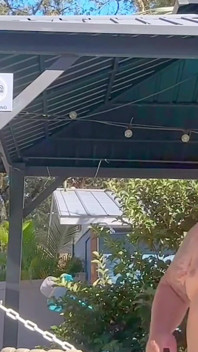 Fat Redneck Jacked off in the Doorway of Country Bear Cabin Camping
