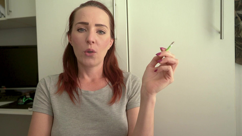 Alicia Robertz: Cute Brunette Smoking in a Tight Top