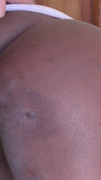 African Rump Honored by Big White Cock