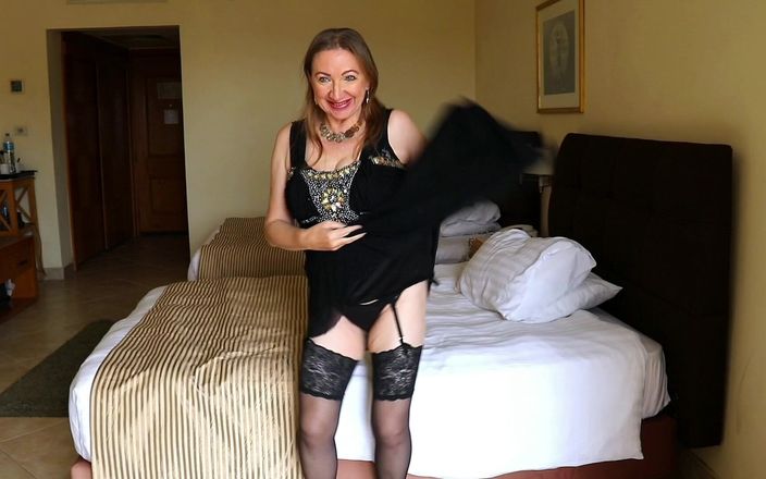 Maria Old: Busty Hot MILF in Sexy Black Stockings