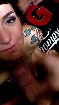 Brunette Slut Gangbanged and Bukkake-covered by Multiple Cocks