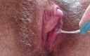 Cute Blonde 666: Memek tebal klitoris besar berjembut menetes basah orgasme close up