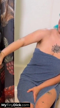 Pink Hair Natural Tits MILF Amazing Blowjob for His Small Dick