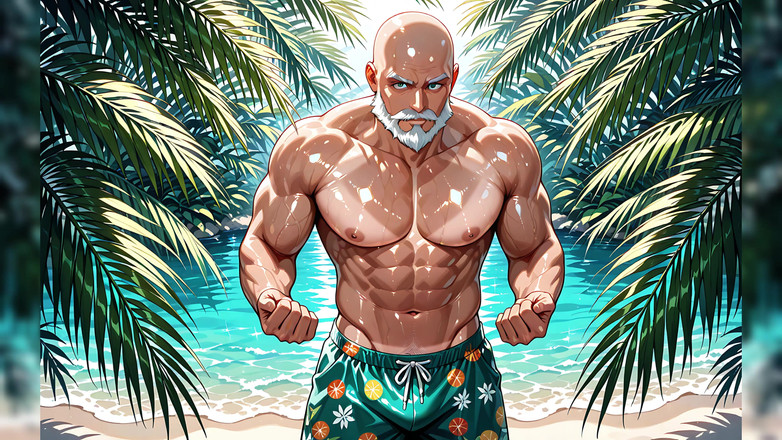 Erotic Man: Bel vecchio calvo senza camicia