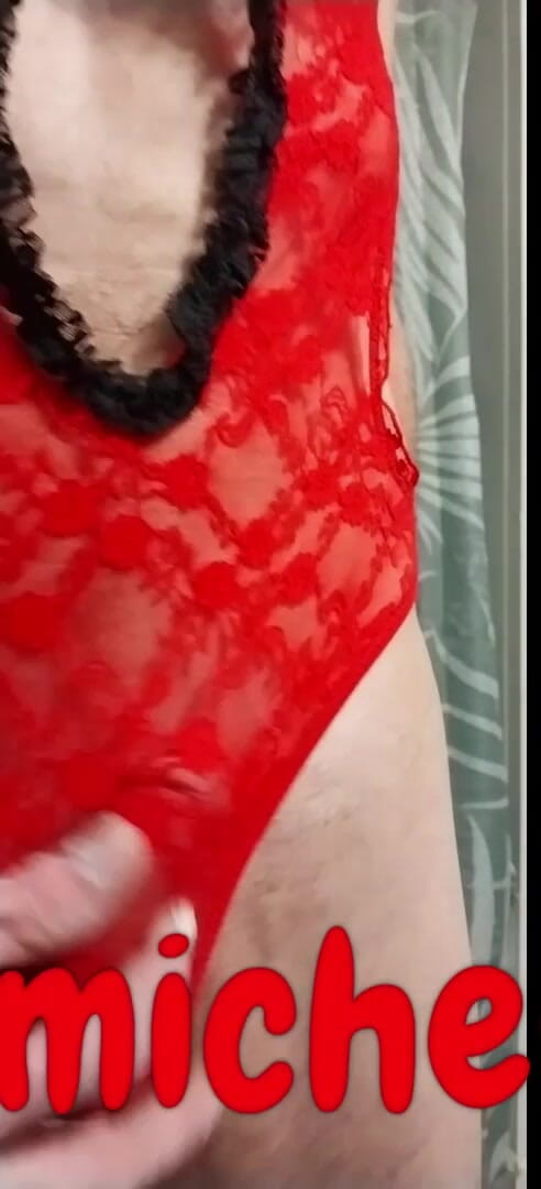 Sexy crossdresser wearing lingerie everything sexy: Cdmichel Memakai Teddy Merah Seks