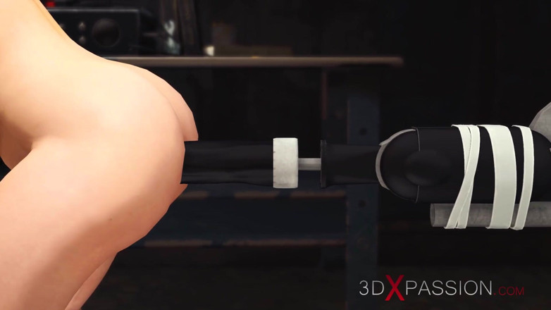 3dxpassion: Fucking machine. Horny sexy slave gets fucked by a black...