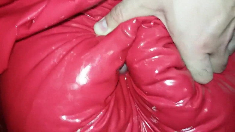 Naxy: Red shiny pants fucked without cumming