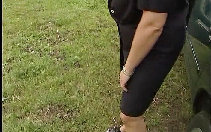 POV Orgasms: Lovely mature lady blows a guy&amp;#039;s cock outdoors near the...