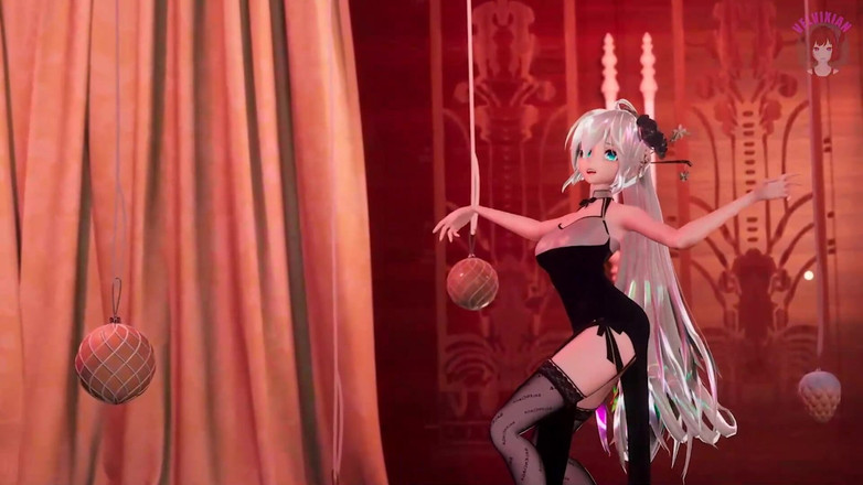 Velvixian: Dança sexy em vestido chinês + meias pretas