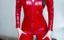 Lady Medusa: Pvc catsuit merah asmr &amp; menggoda kaki