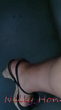Bought red boots without panties and got sperm on my face