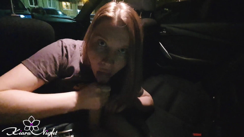 Kiara Night: Hot blonde deepthroats cock taxi driver in the car - cumshot...