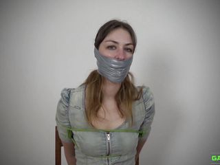 Gag Attack!: Pearl - PVC tape gagged