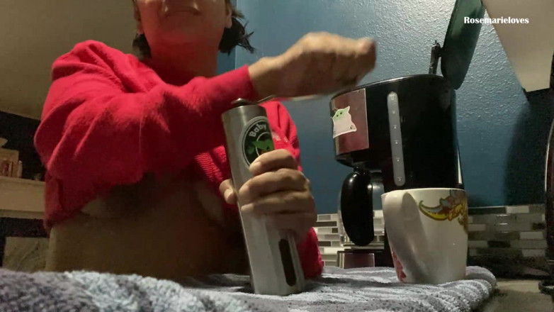 RosemarieLoves: POV MILF Asmr Grinding Coffee Beans Topless