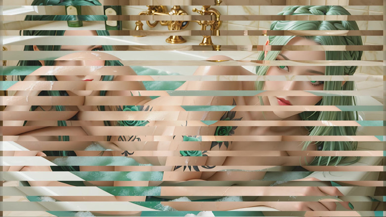 LustRender: Beautiful Nude Woman in Luxury Soapy Bath with Soapy Scissoring