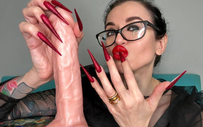 Julia domaina: Red Sharp Dlouhé nehty, Ostré jehly, Dlouhé prsty, Sexy honění...