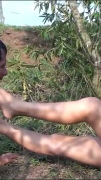 Outdoor foot licking