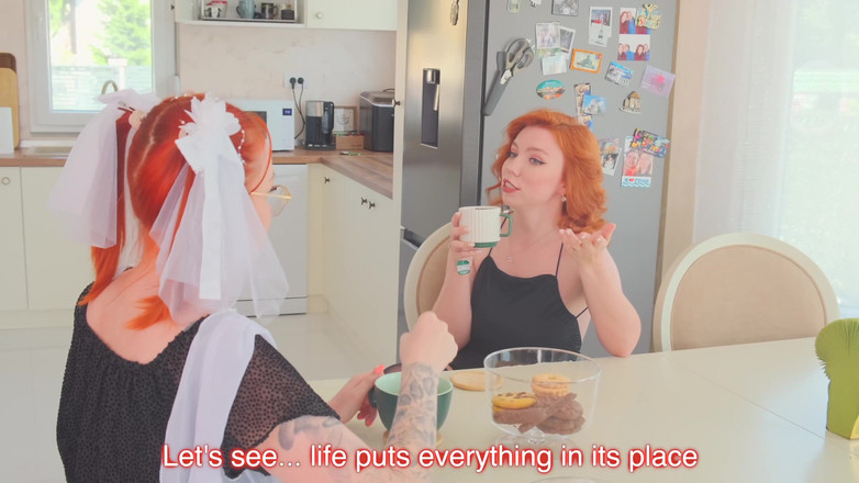 Toma Mur: Hot Redhead Corrupts Student Friend in Share Bed Strapon Sex