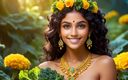 AI Girls: Beautiful Big Breasted Nude Indian Elf Girl with Kale (curly)