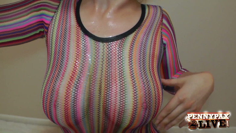 Penny Pax: Penny Pax oily big natural tits tease &amp; sloppy bj!