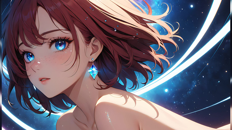 LustRender: Voidgazer : une belle jeune femme aux taches de rousseur cosmiques...