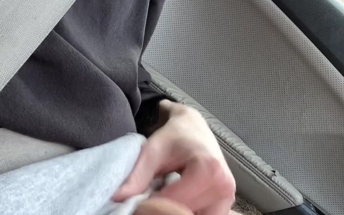 Ghost Cams: Stroking my soft uncut cock in the car