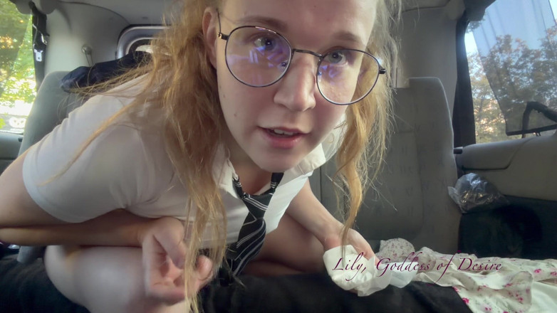 Lily, Goddess of Desire: Hard Masturbation of Schoolgirl in the City Center in the...