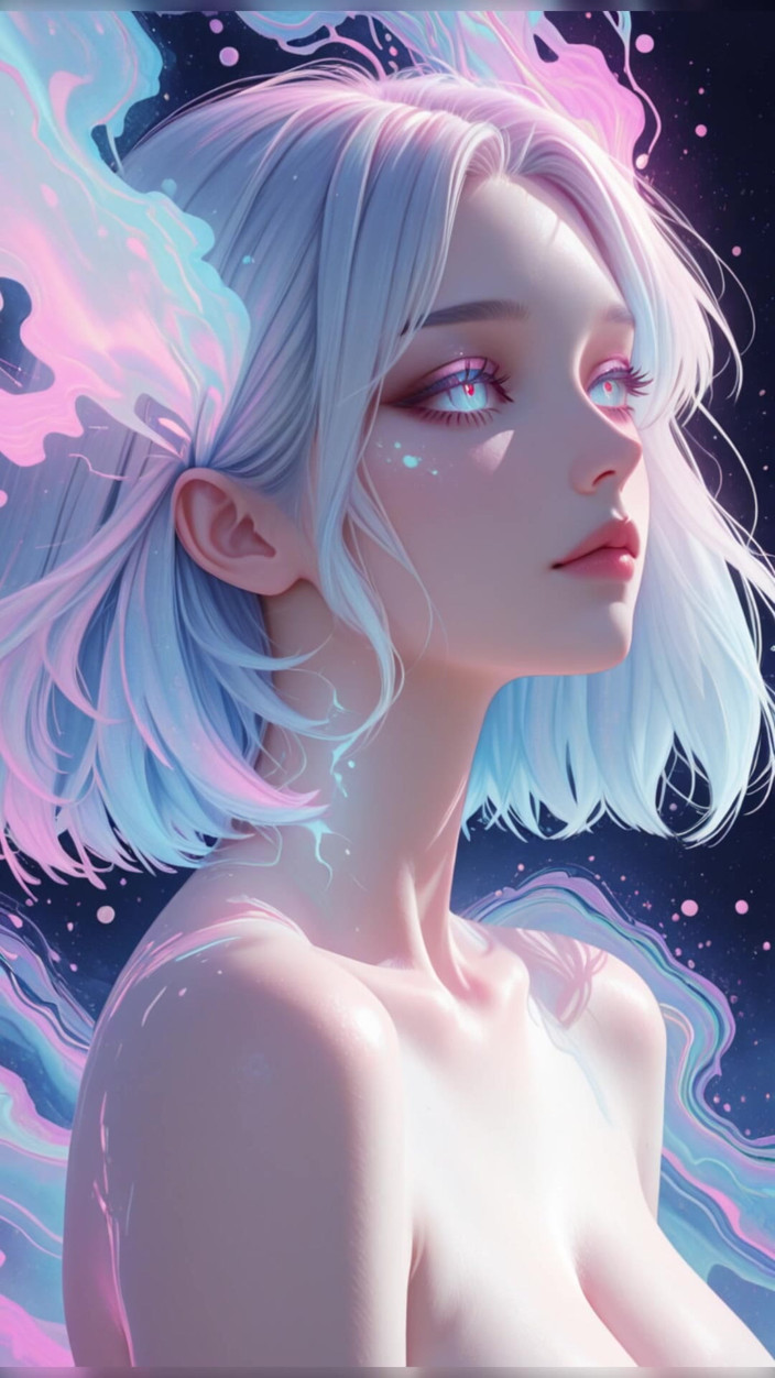 VelvetInk Studio: Эстетское Ай-искусство: этерореальные обнаженные портреты в неоновых мечтах