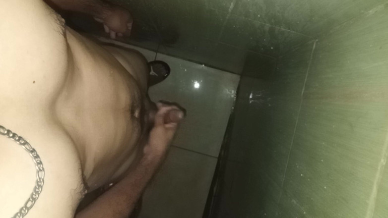 Cute boy jerks off: Hairy Slim Man Masturbates in the Shower at Home