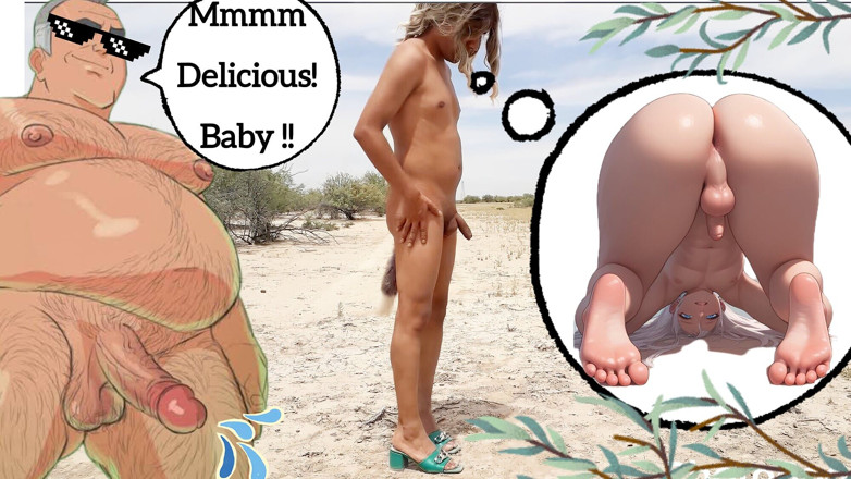 Misaelechowski: Cute Trans Slut in Green Heels All Naked in Public...